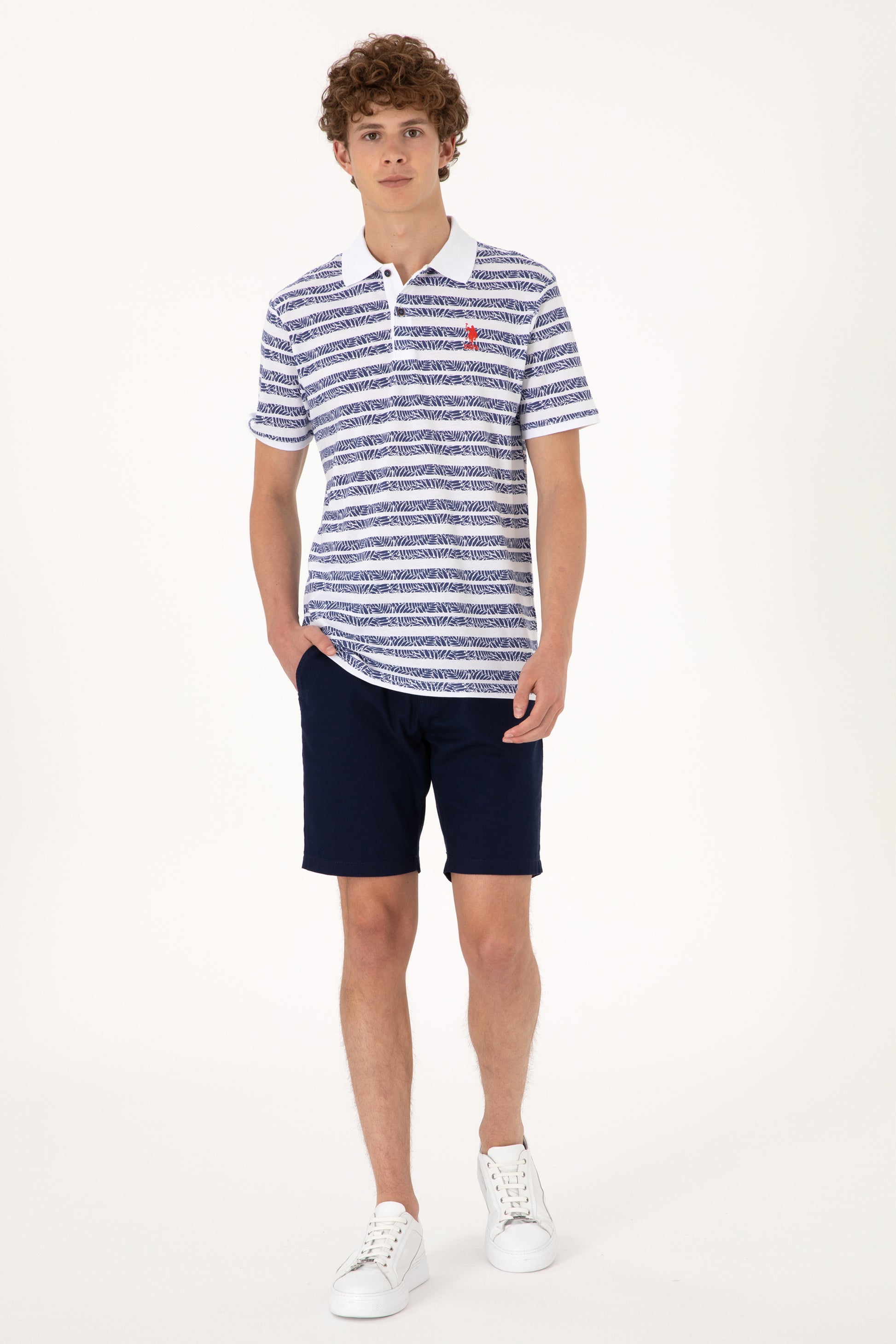 Men's Regular Fit Polo Neck Light Navy T-Shirt