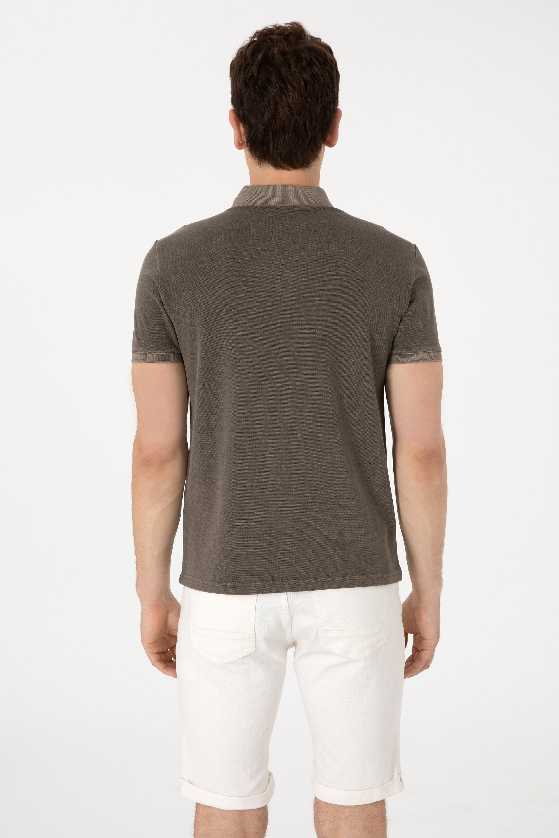 Men's Slim Fit Polo Neck Mink Wash Basic T-Shirt