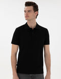 Black Slim Fit No-Fold Polo Neck Basic T-Shirt