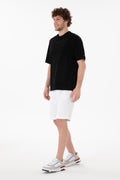 Men's Comfort Fit Crew Neck Black Mercerized Basic T-Shirt