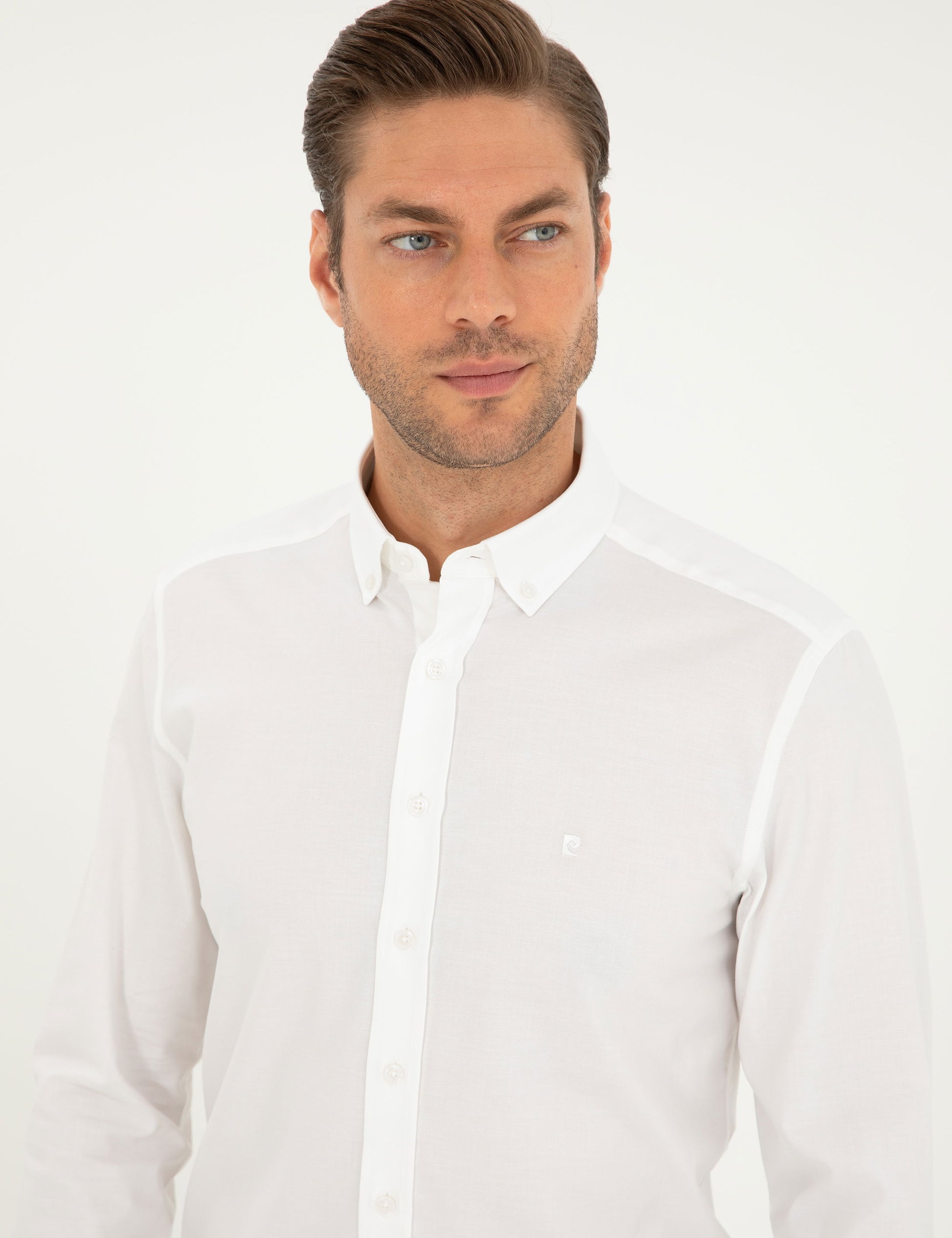 White Slim Fit Long Sleeve Shirt