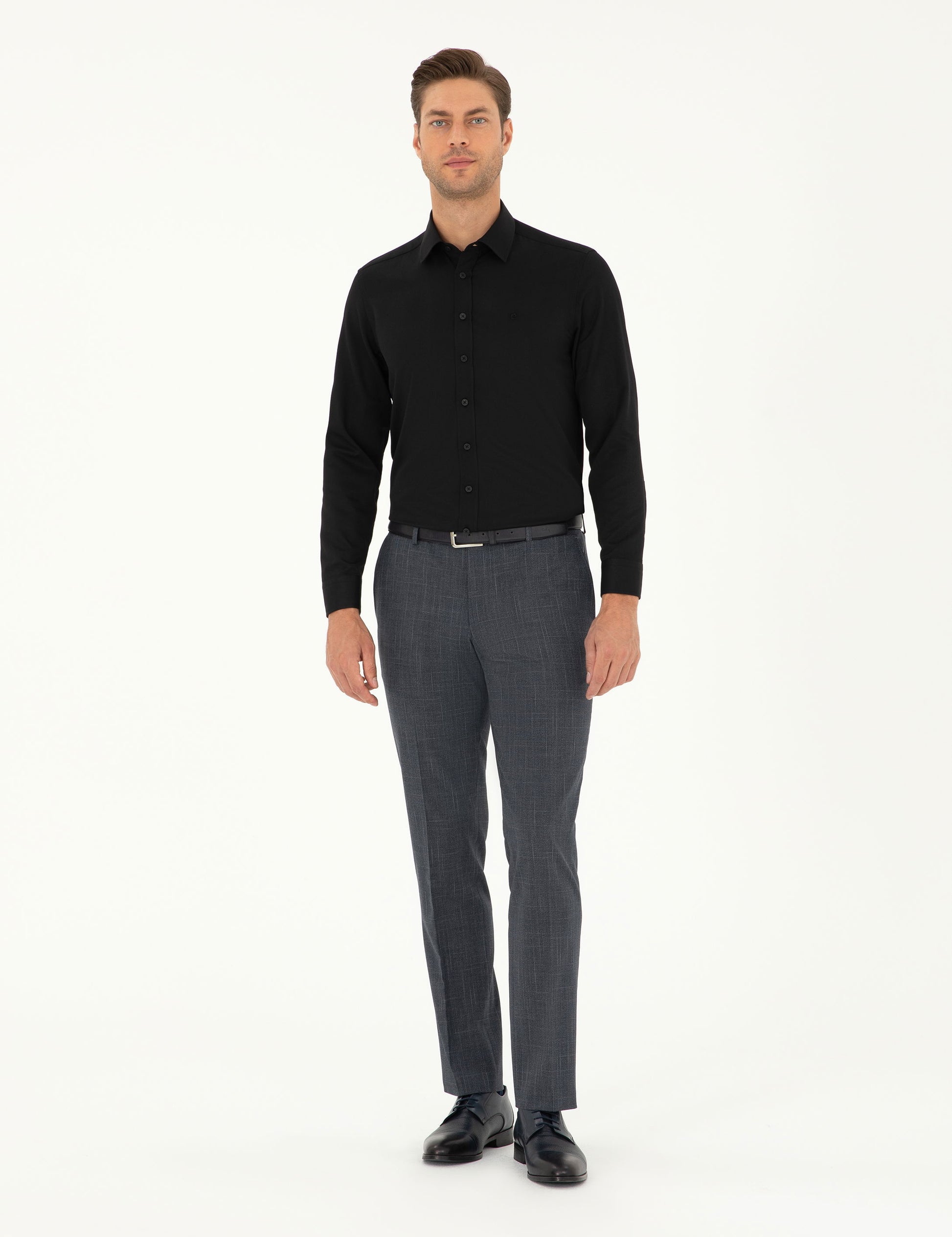 Black Slim Fit Chunky Long Sleeve Shirt