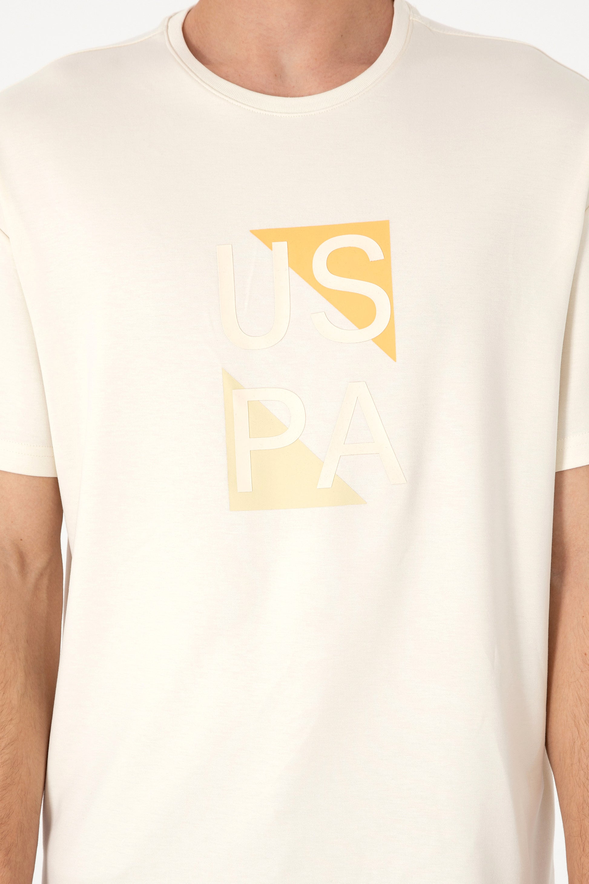 Men's Comfort Fit Cream Crew Neck T-Shirt