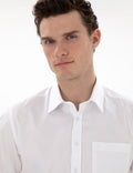 White Regular Fit Short Sleeve Basic Shirt with Pockets