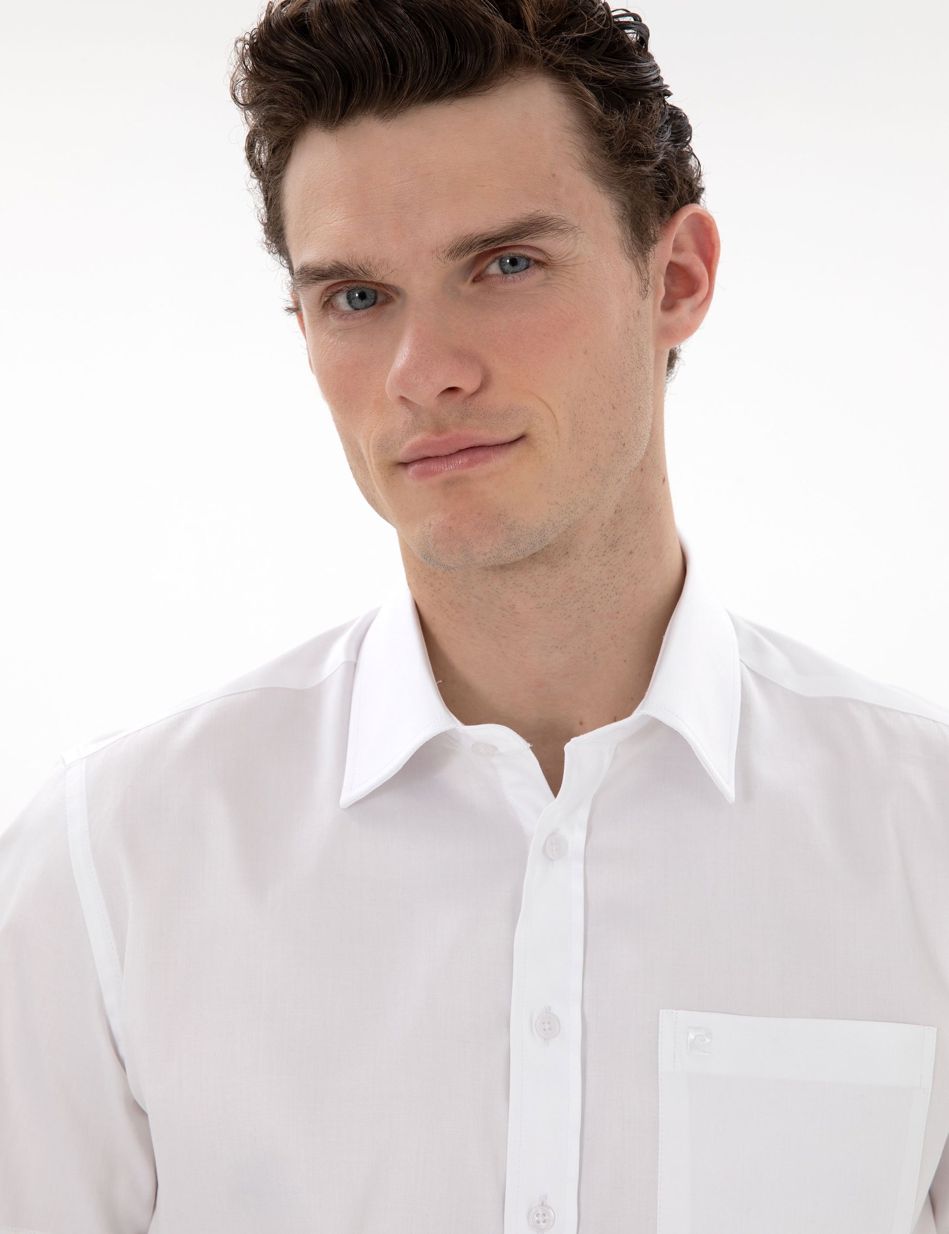 White Regular Fit Short Sleeve Basic Shirt with Pockets