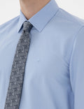 Blue Slim Fit Long Sleeve Classic Basic Shirt