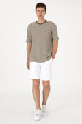 Men's Comfort Fit Crew Neck Mink Knit Patterned T-Shirt