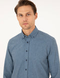 Blue Slim Fit Long Sleeve Shirt