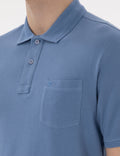Blue Regular Fit Crewless Polo Neck Basic T-Shirt