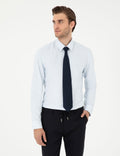 Light Blue Slim Fit Long Sleeve Basic Shirt