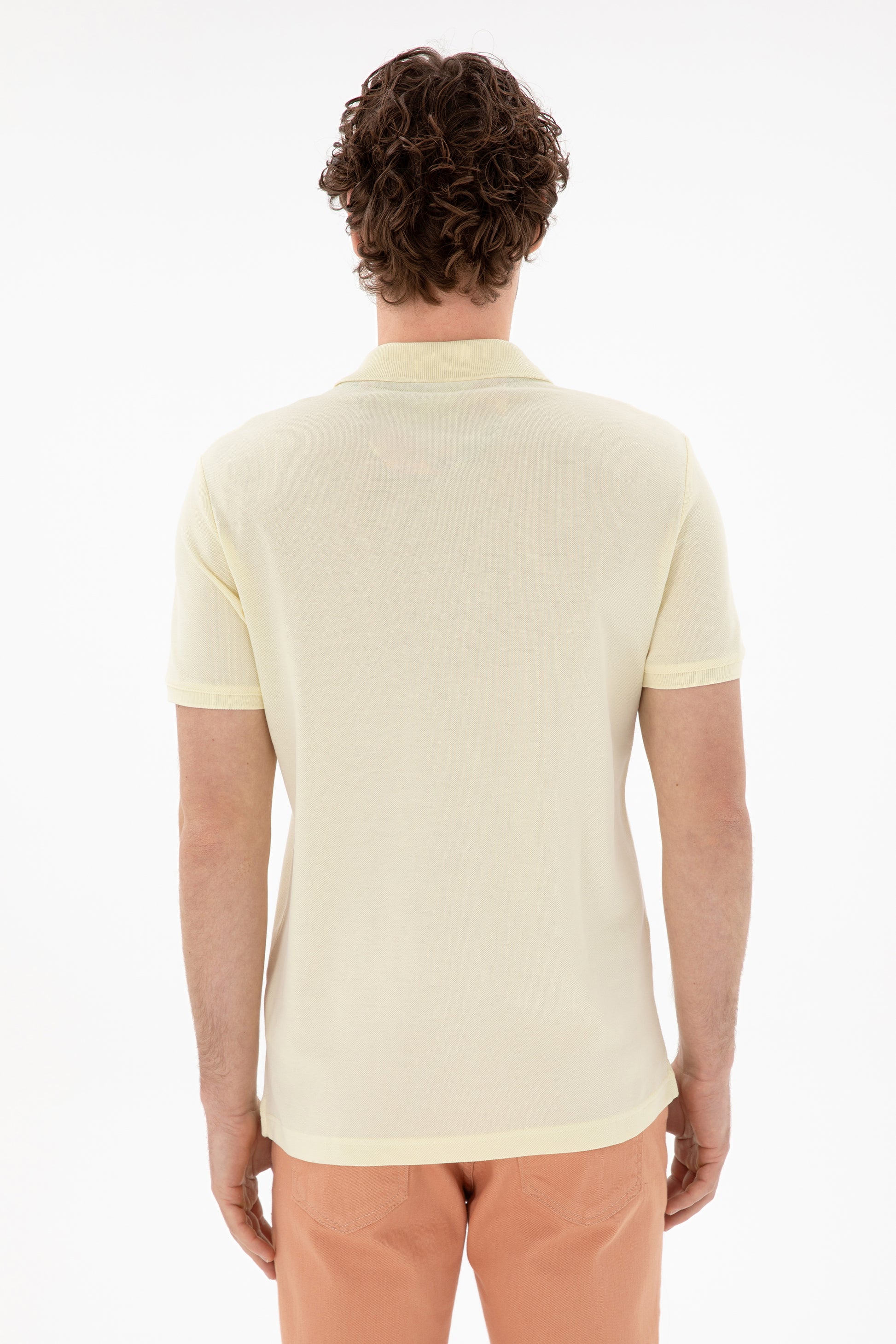 Men's Slim Fit Polo Neck Lemon Basic T-Shirt