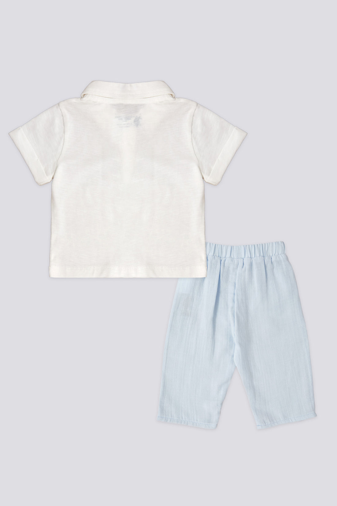 Boy Baby White Logo Pattern 2-Piece Set