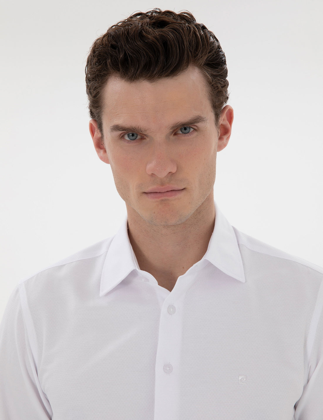 White Italian Collar Ruffle Long Sleeve Shirt