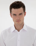 White Italian Collar Ruffle Long Sleeve Shirt
