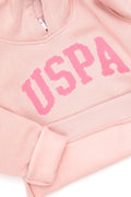 Girls' Powder Pink Hooded Basic Sweatshirt