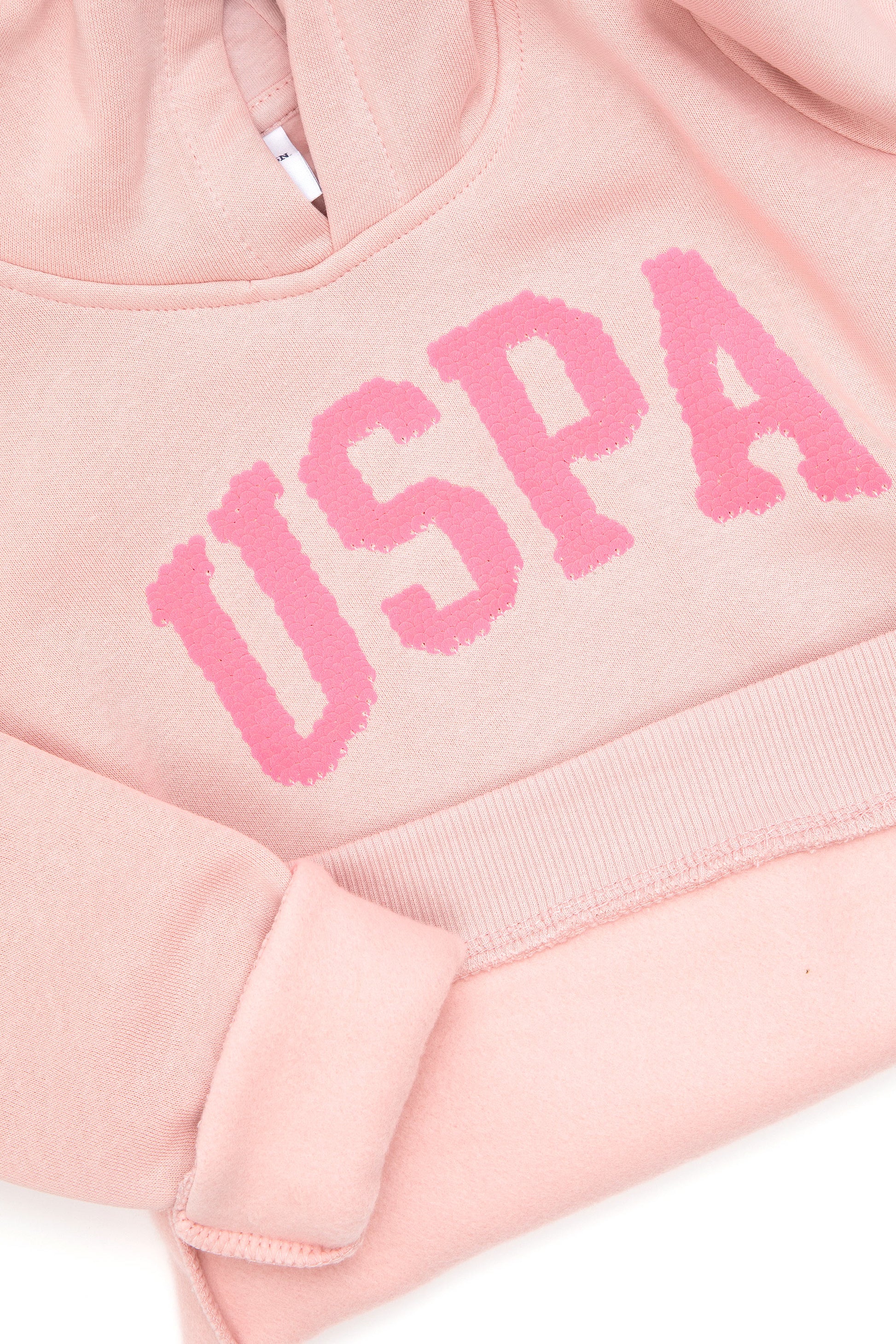 Girls' Powder Pink Hooded Basic Sweatshirt