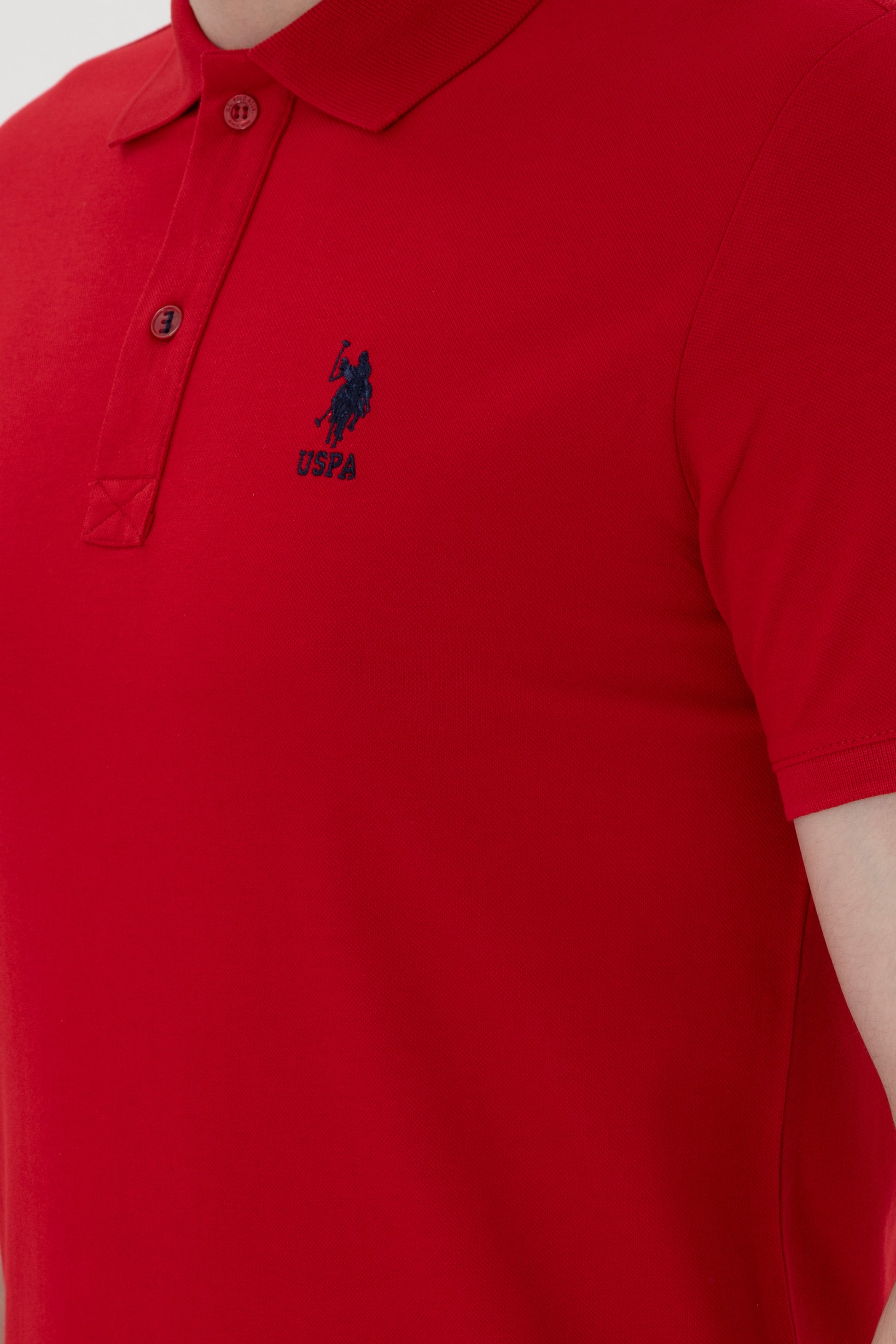 Men's Slim Fit Polo Neck Red Basic T-Shirt