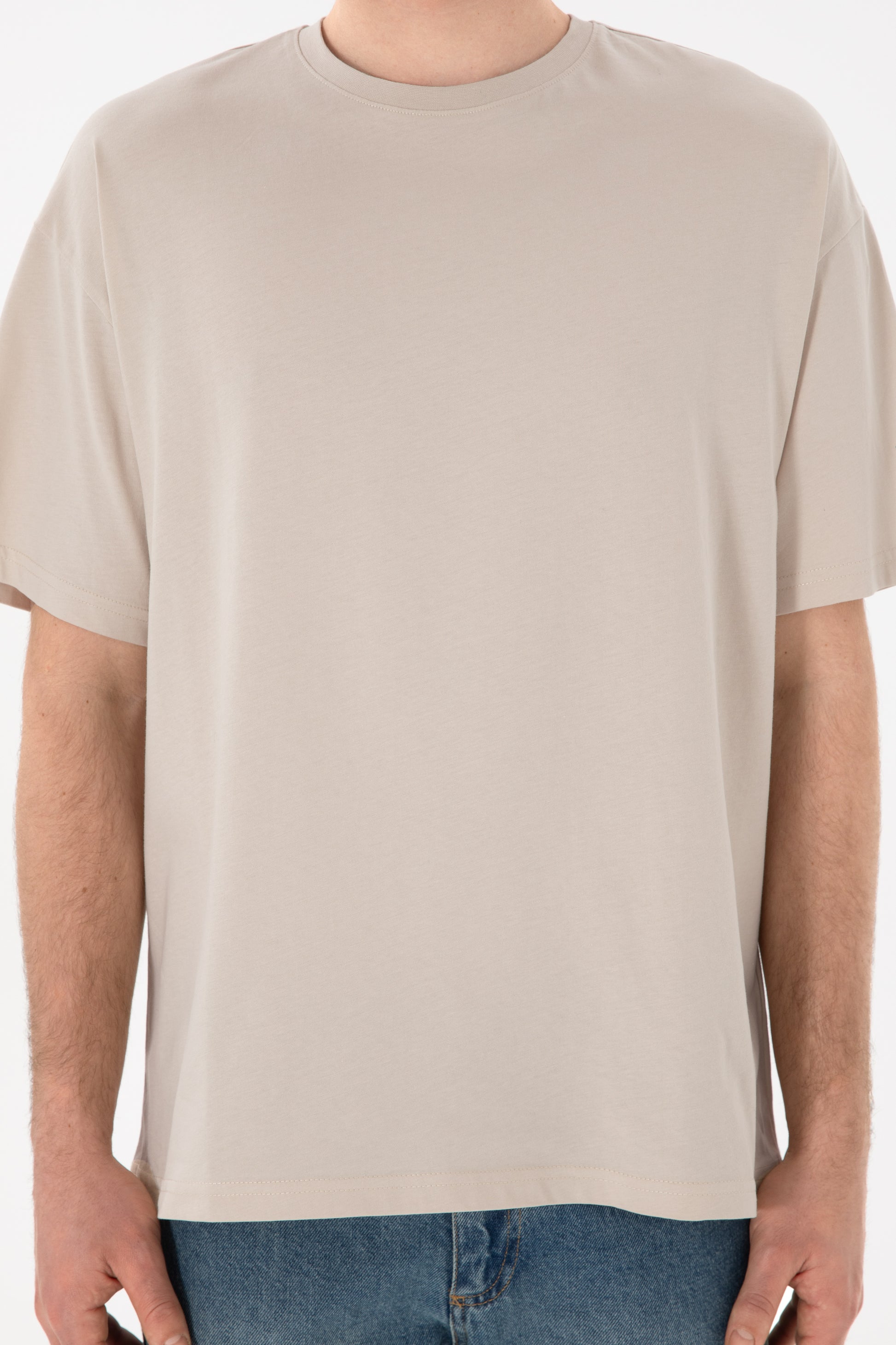 Men's Oversize Fit Crew Neck Stone T-Shirt