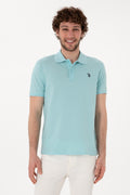 Men's Slim Fit Polo Neck Light Blue Basic T-Shirt