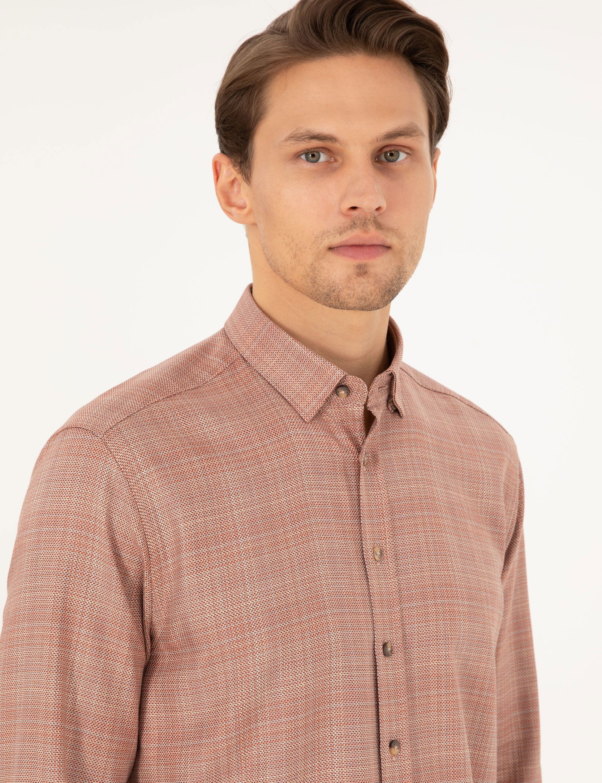Orange Regular Fit Long Sleeve Shirt
