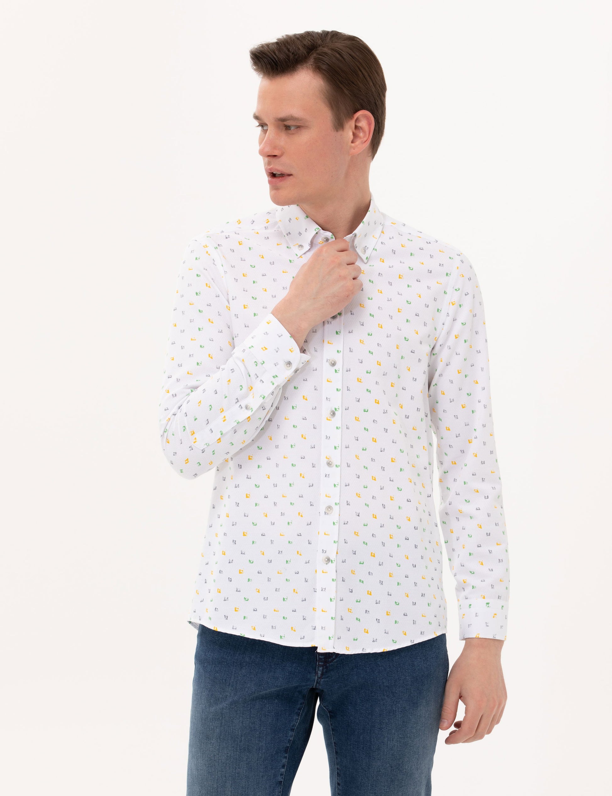 Light Green Slim Fit Long Sleeve Shirt