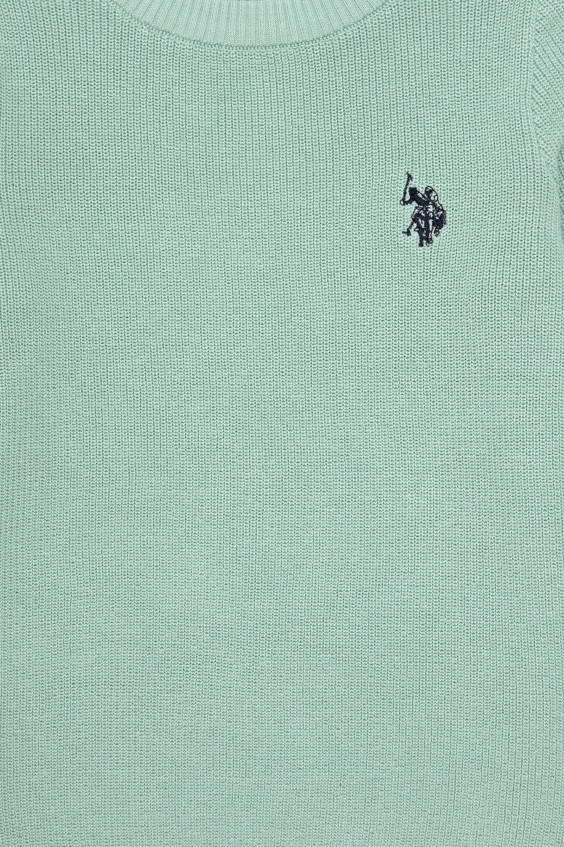 Girls' Water Green Crew Neck Basic Sweater