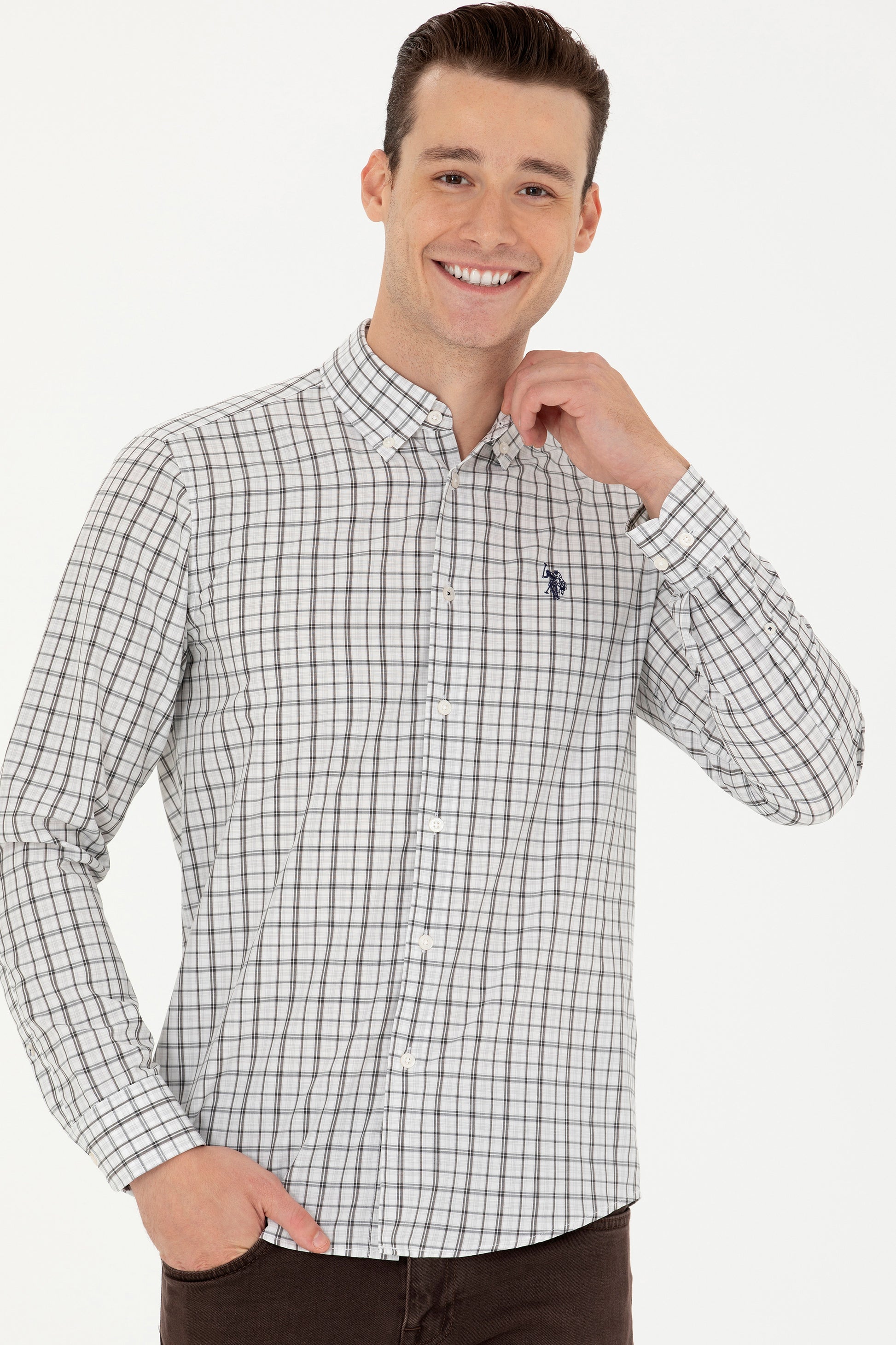 Men's Plaid Navy Shirt