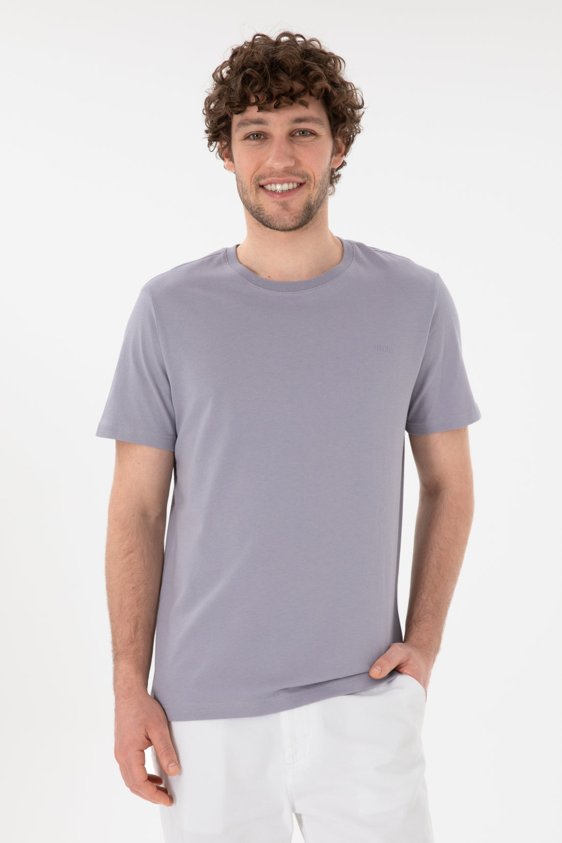 Men's Regular Fit Crew Neck Grey Basic T-Shirt
