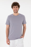 Men's Regular Fit Crew Neck Grey Basic T-Shirt