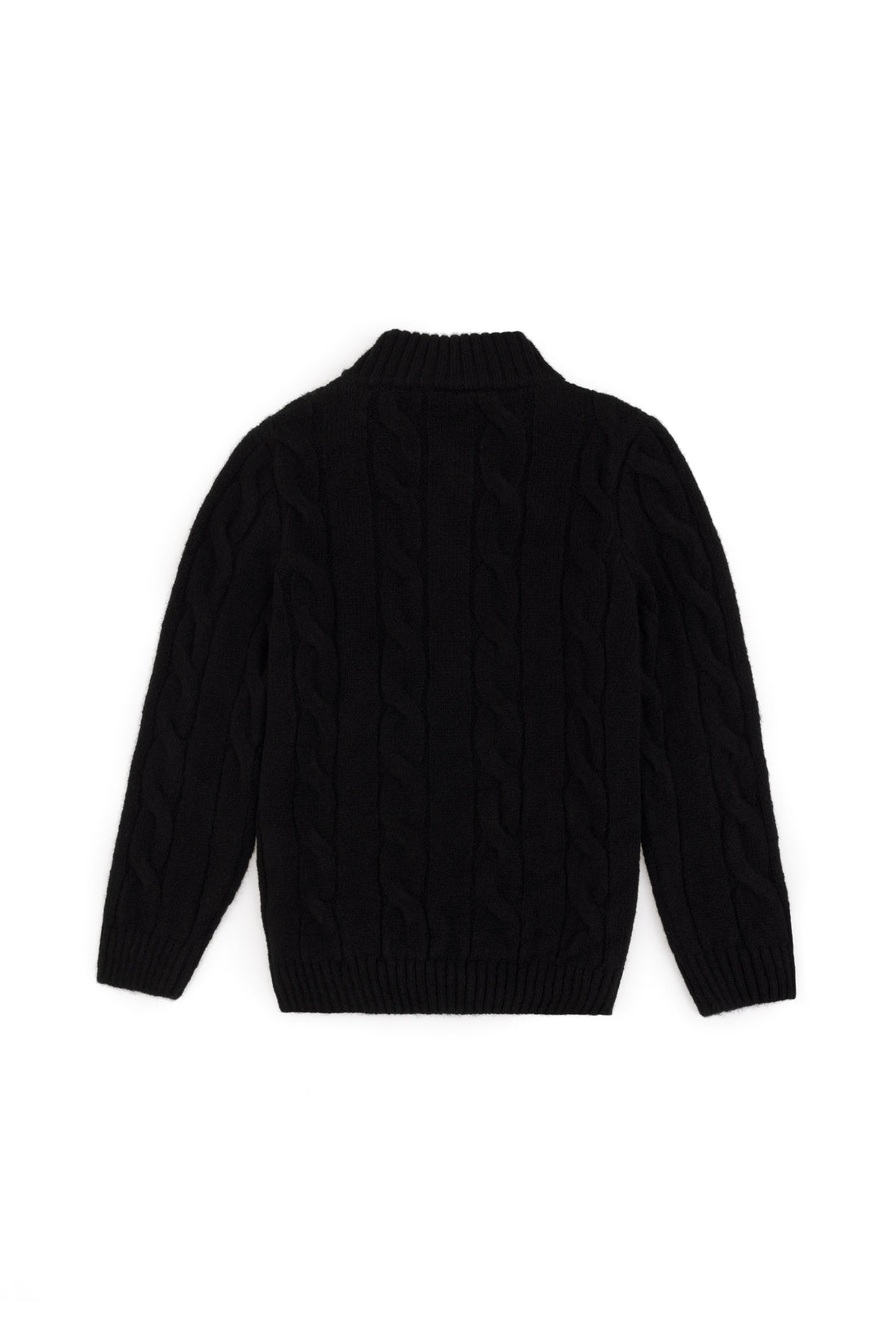 Boy's Half Zipper Black Sweater
