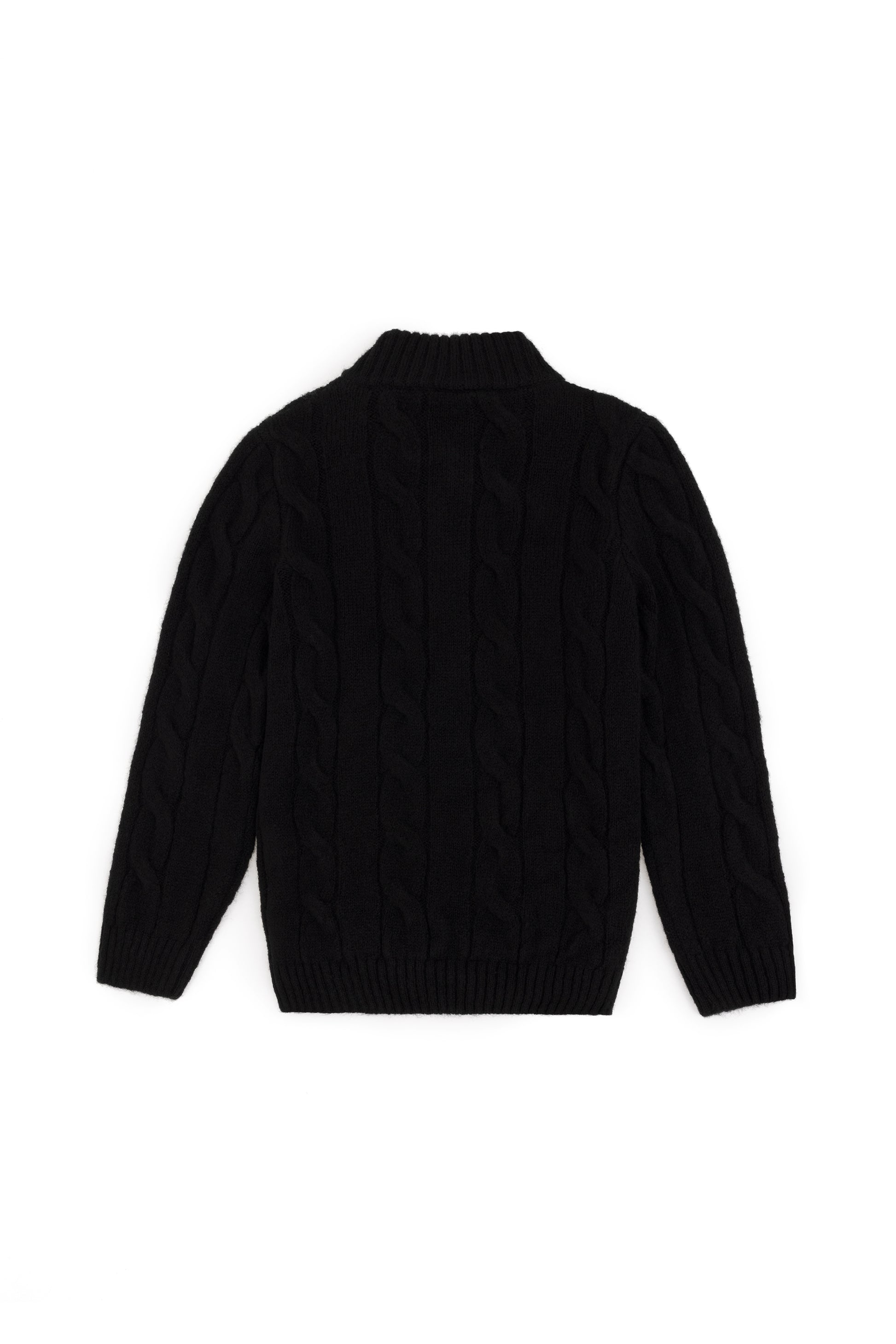 Boy's Half Zipper Black Sweater