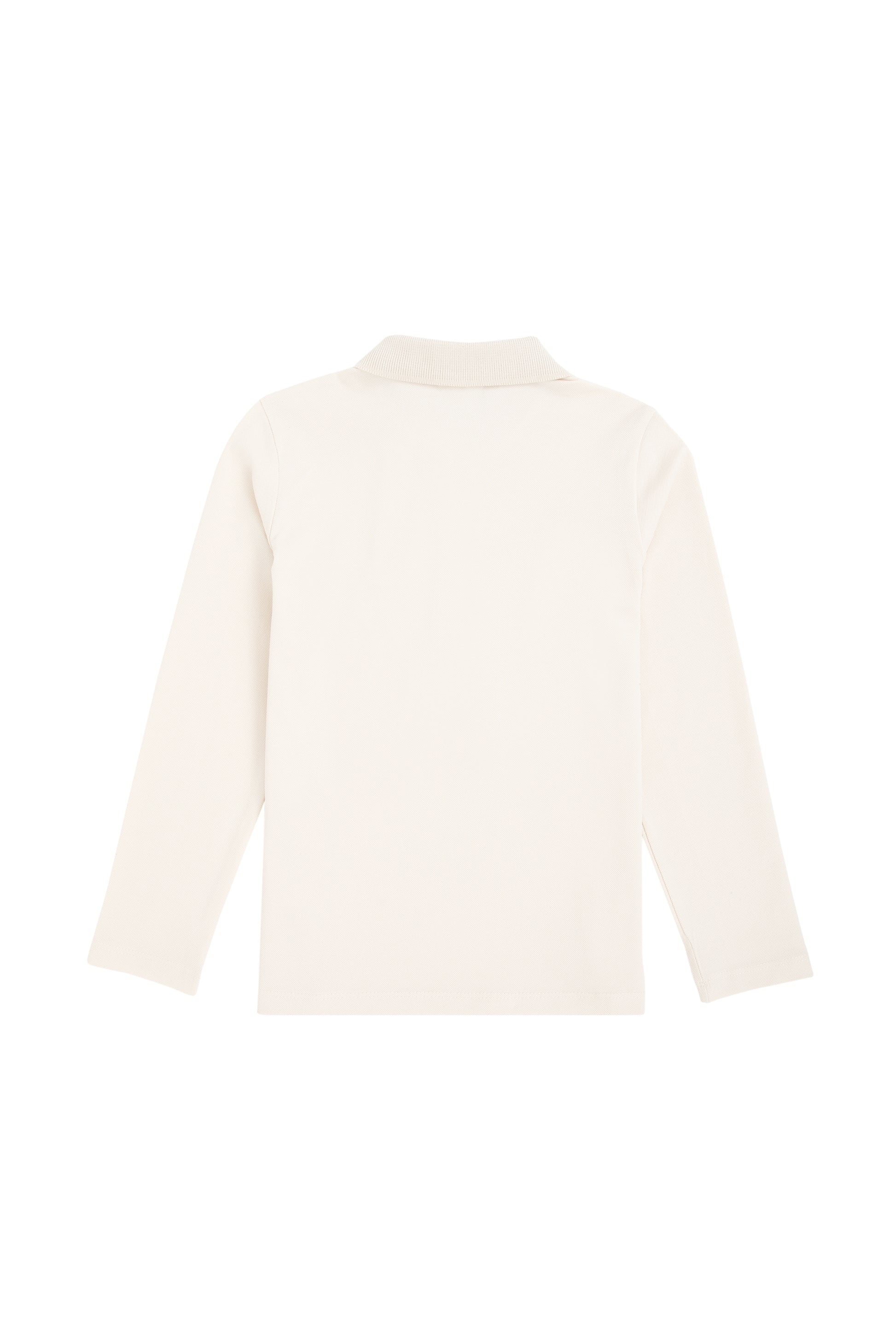 Girls' Cream Polo Collar Basic Sweatshirt