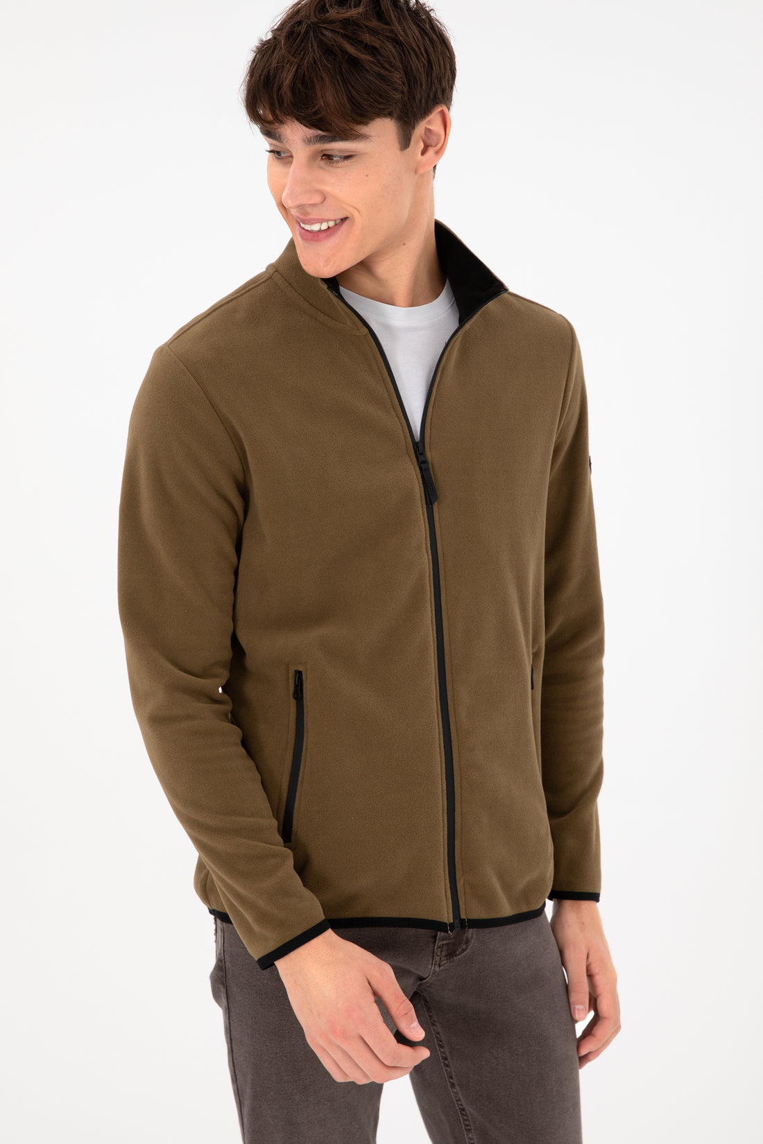 Men's Khaki Knitted Cardigan