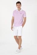 Men's Regular Fit Polo Neck Purple Patterned T-Shirt