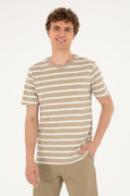 Men's Regular Fit Crew Neck Light Khaki T-Shirt