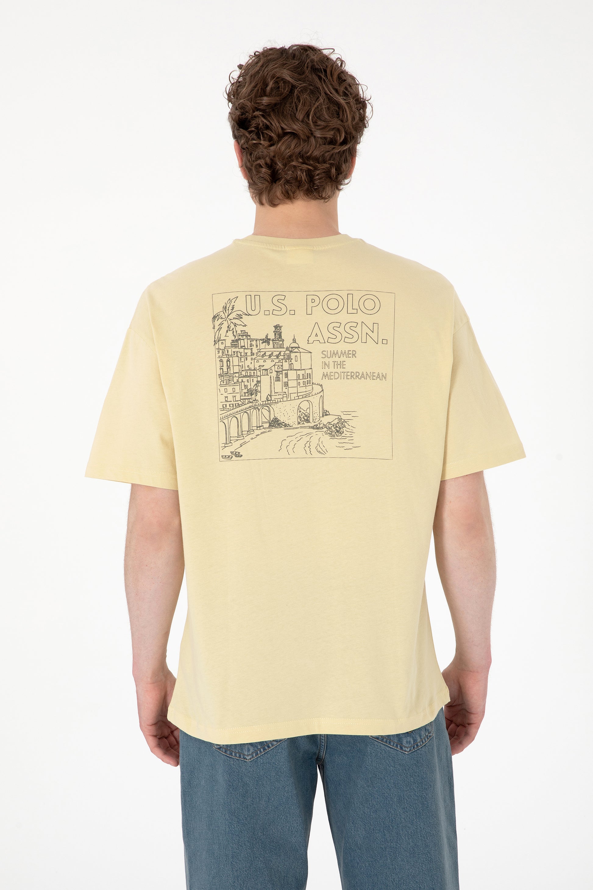 Men's Oversize Fit Crew Neck Light Khaki T-Shirt