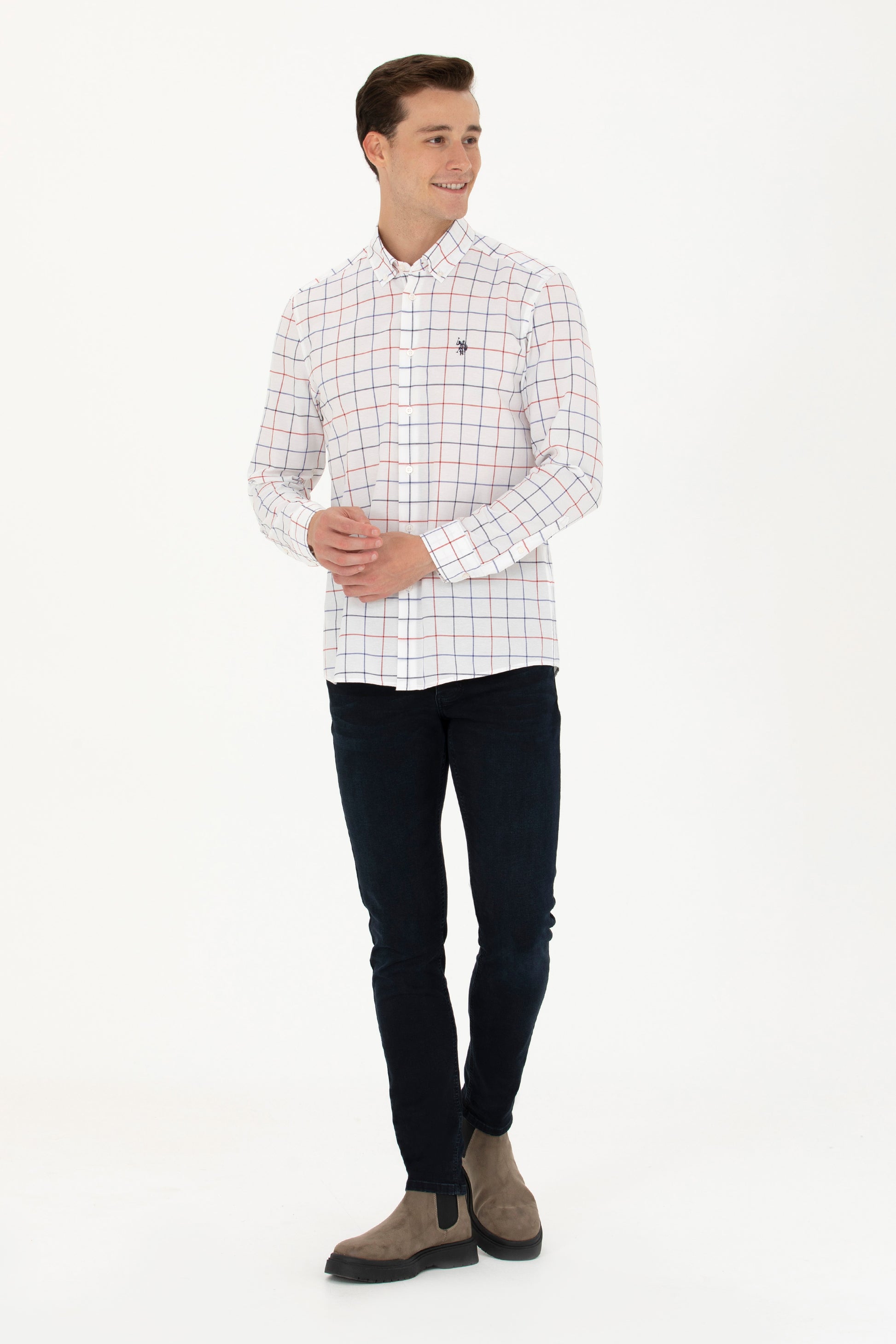 Men's Plaid White Shirt