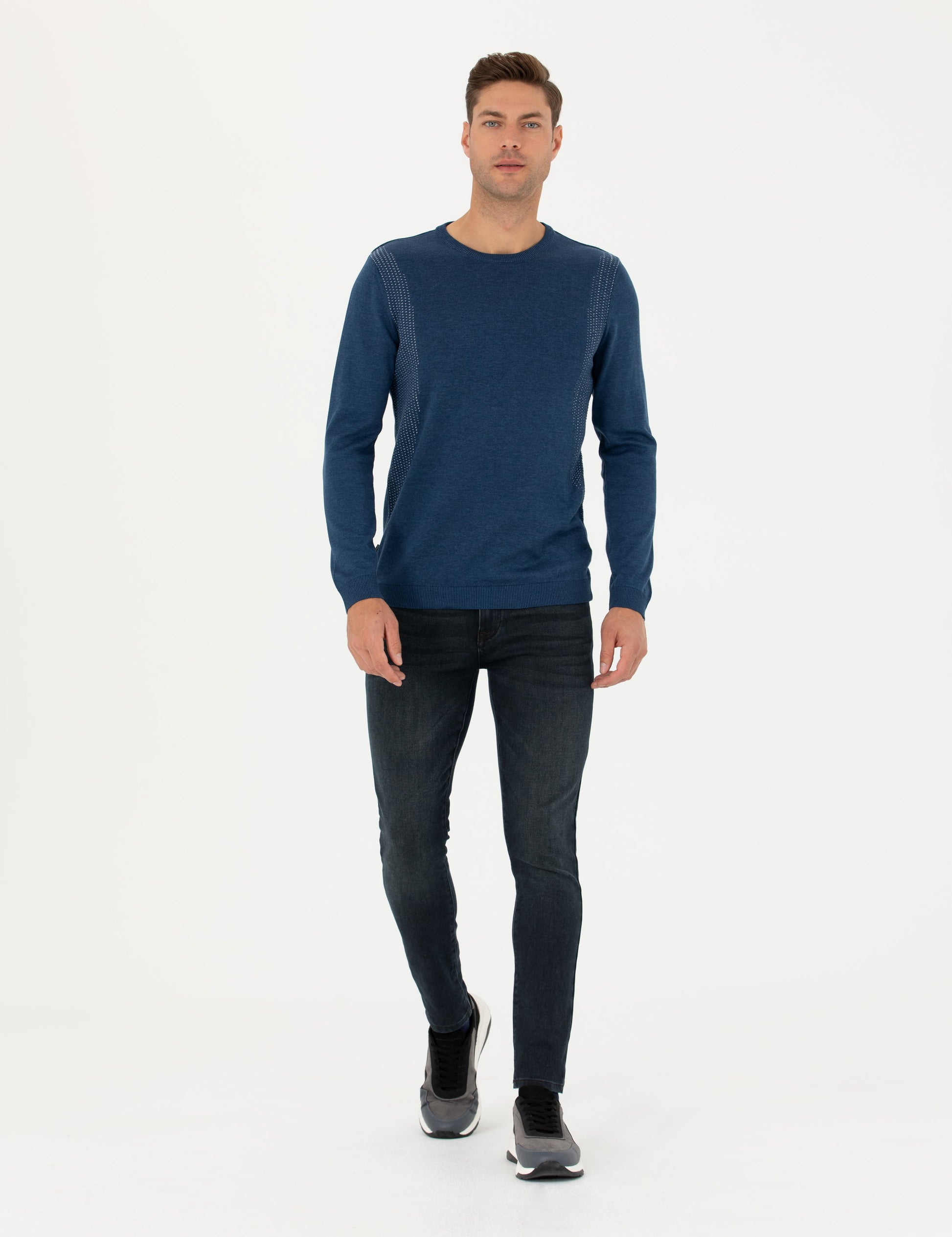 Indigo Melange Slim Fit Sweater