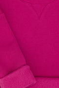 Girls' Fuchsia Basic Crew Neck Sweatshirt