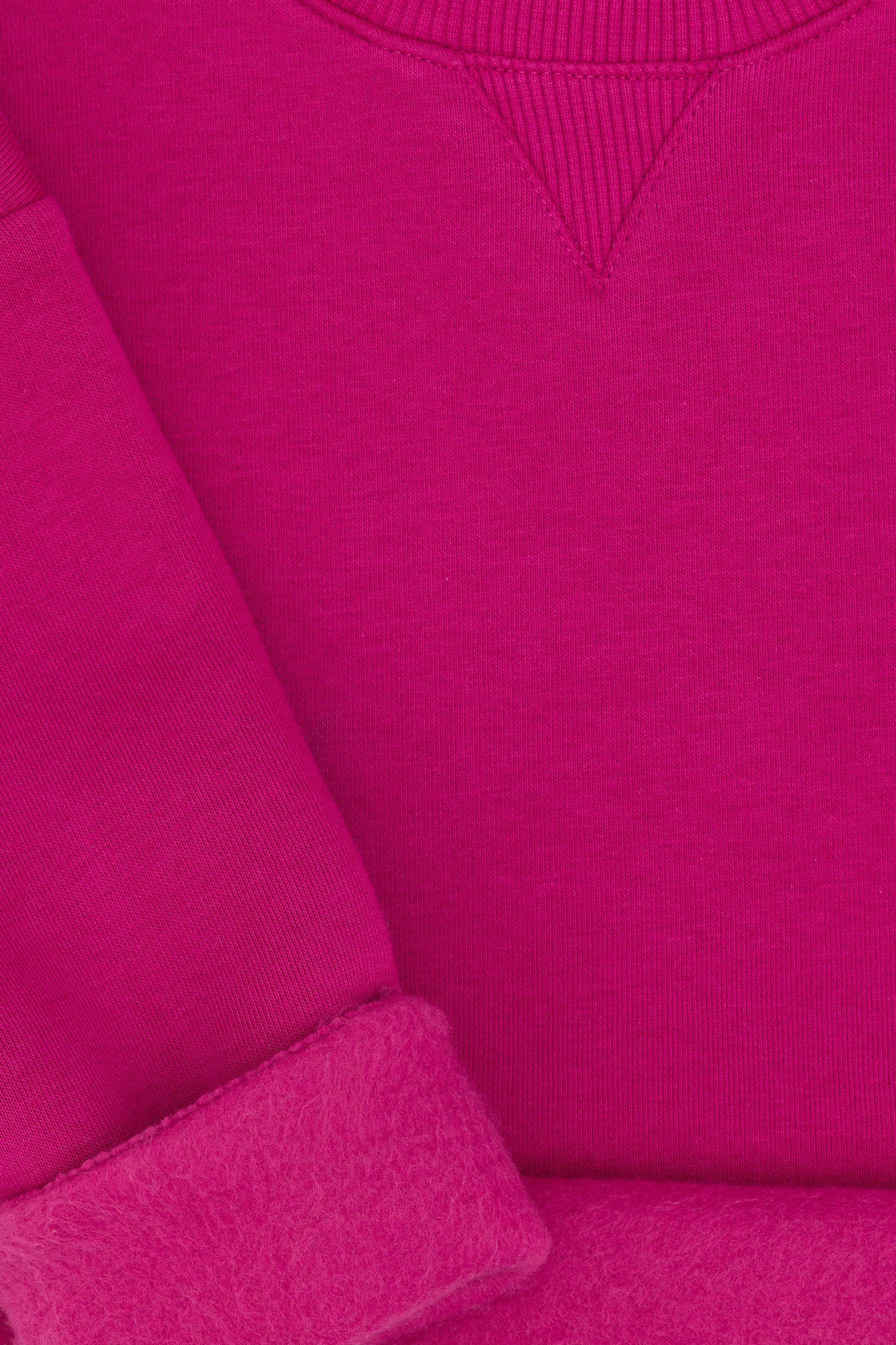 Girls' Fuchsia Basic Crew Neck Sweatshirt