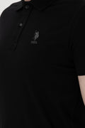 Men's Slim Fit Polo Neck Black Basic T-Shirt