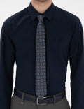 Navy Blue Slim Fit Long Sleeve Basic Shirt