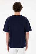 Men's Comfort Fit Crew Neck Navy Mercerized Basic T-Shirt