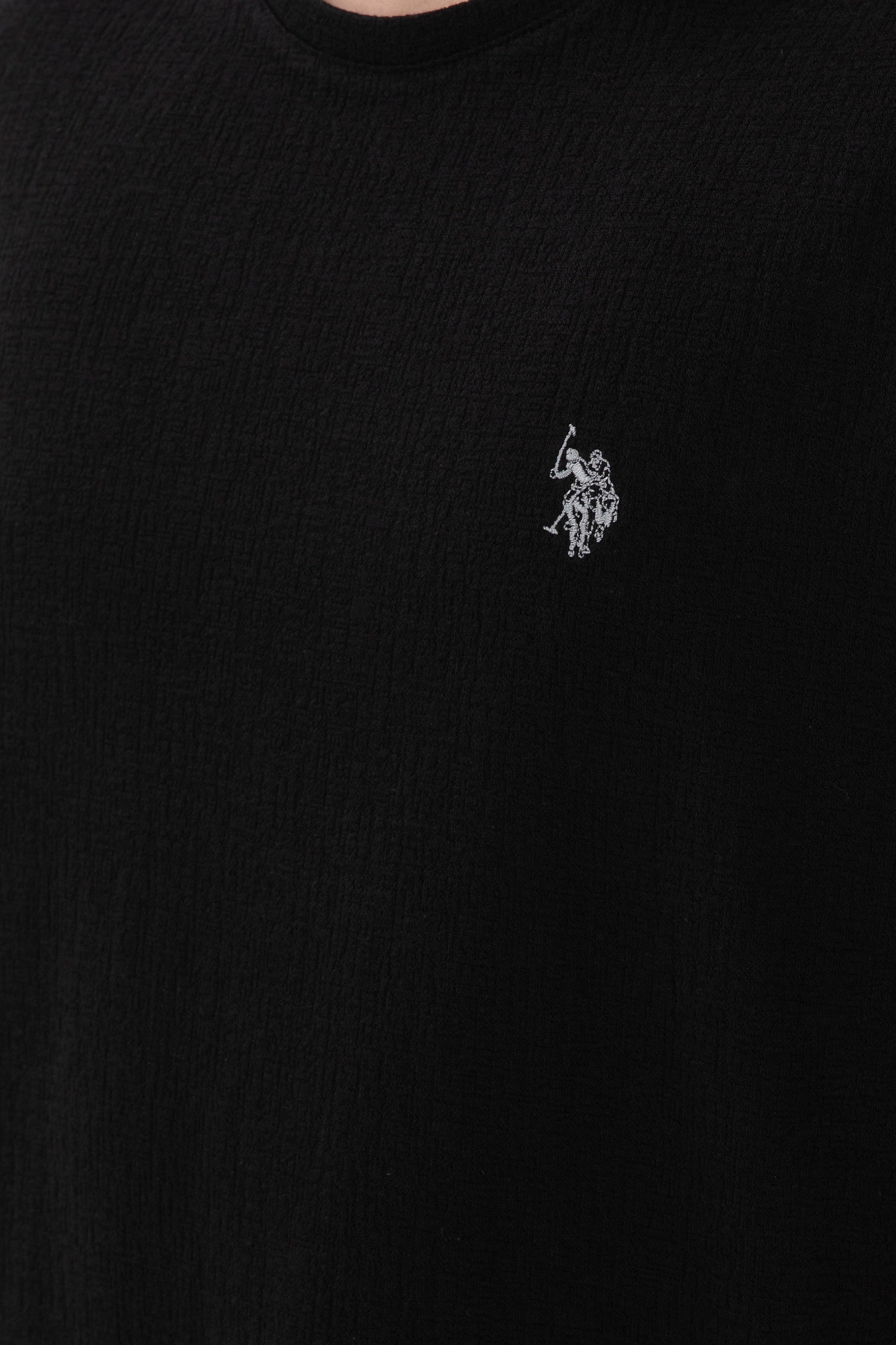 Men's Comfort Fit Crew Neck Black Jacquard Interlock T-Shirt