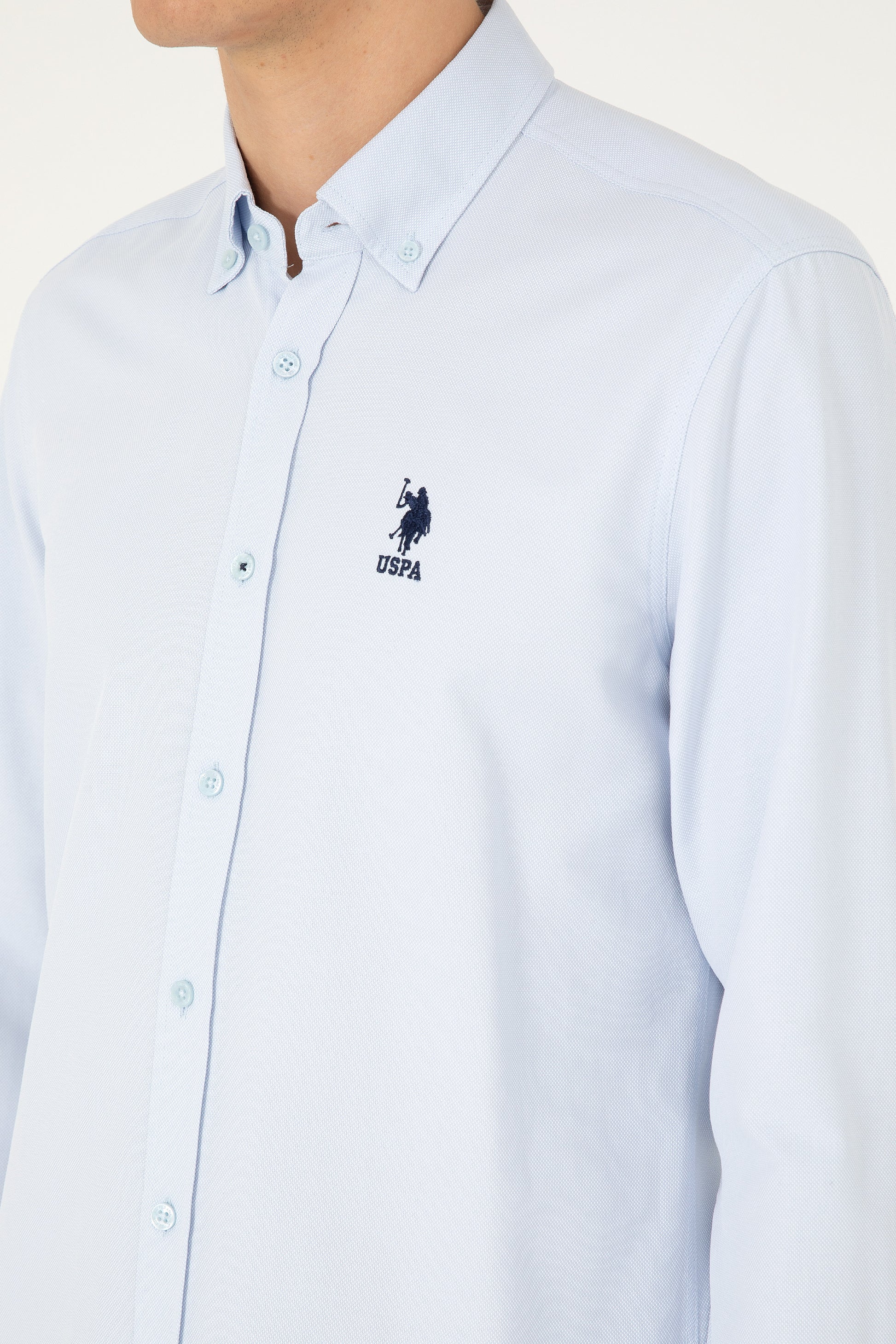 Men's Light Blue Long Sleeve Basic Shirt