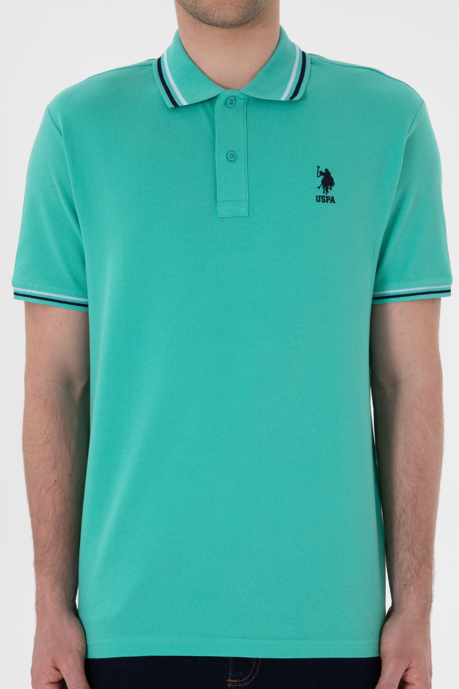 Men's Regular Fit Polo Neck Mint Basic T-Shirt