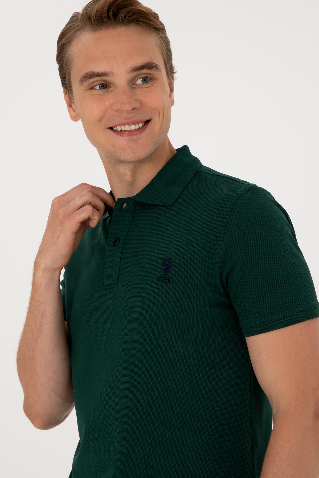 Men's Slim Fit Polo Neck Dark Green Basic T-Shirt