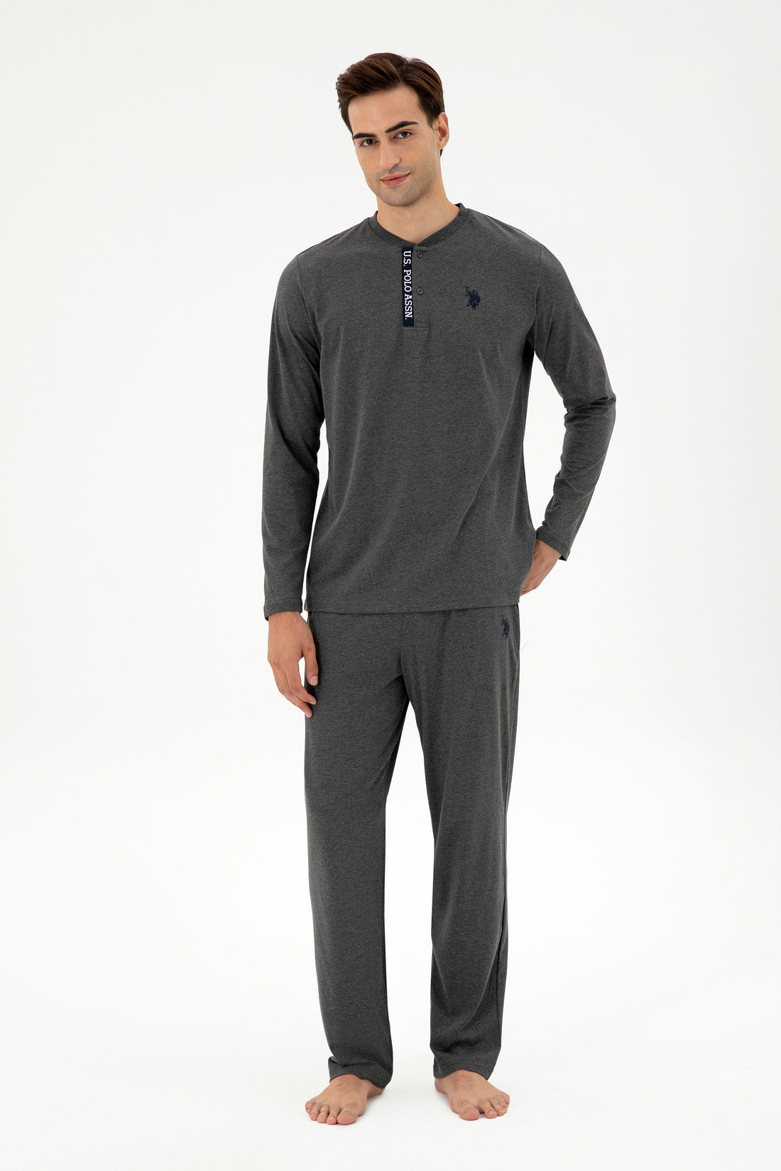 Men's Grey Melange Pajama Set