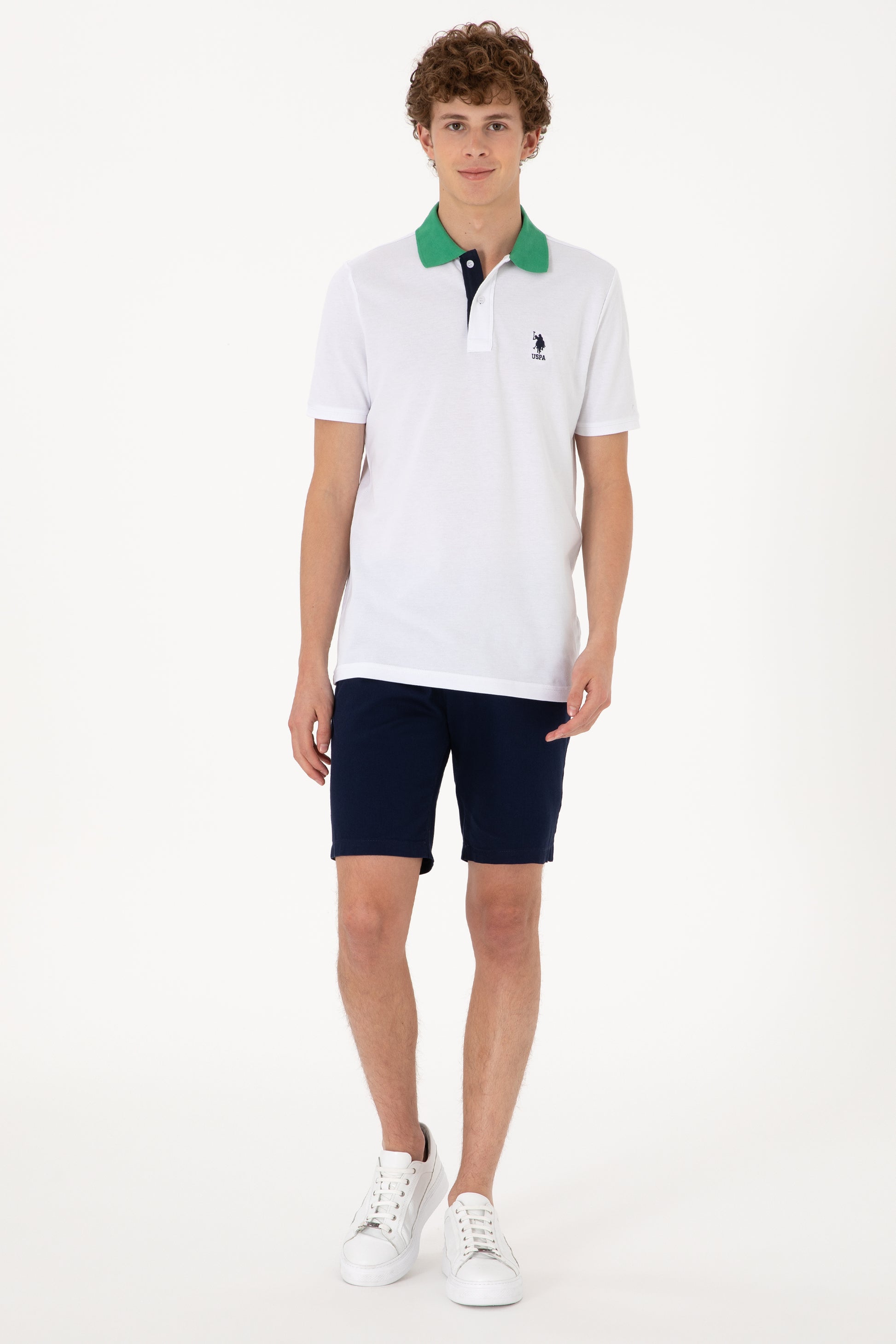 Men's Regular Fit Polo Neck White T-Shirt