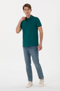 Men's Slim Fit Polo Neck Dark Green Basic T-Shirt